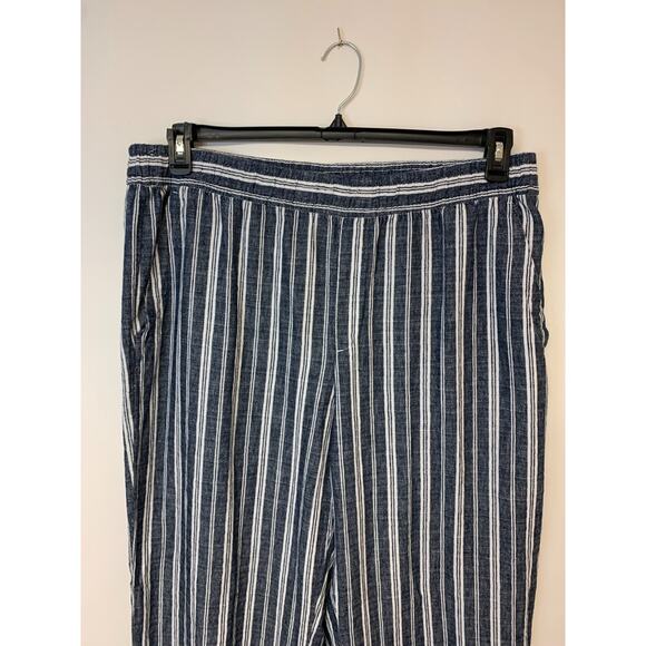Old Navy Pants Womens Size XL Navy & White Striped Linen Blend Beach Coastal - Picture 2 of 9